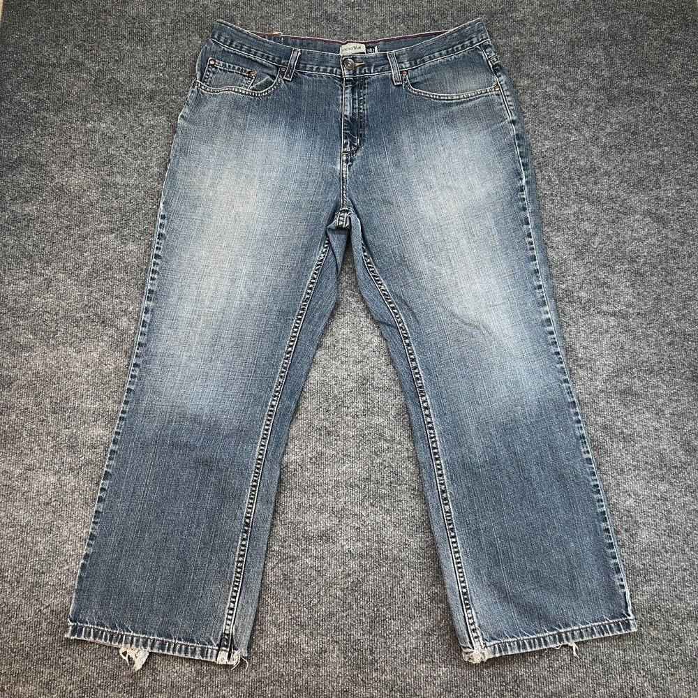 Anchor Blue Jeans Mens 38x30 Original Straight Leg Denim Distressed